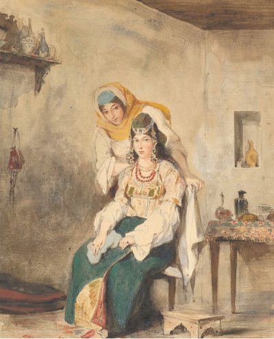 Saada, żona Abrahama Ben-Chimol i Préciada, jedna z ich córek, 1832. autorstwa Eugène Delacroix