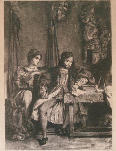 Scena z „Götz” Goethego Götz von Berlichingen Pisanie swoich pamiętników, 1836-63., 1836-63. autorstwa Eugène Delacroix
