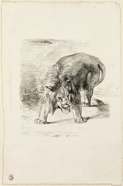 Stojący lew autorstwa Eugène Delacroix