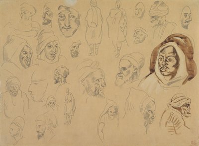 Badania głów i postaci arabskich, po 1832 r. autorstwa Eugène Delacroix