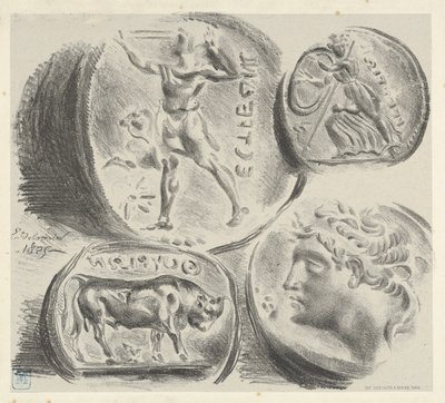 Studia czterech monet greckich, 1825., 1825. autorstwa Eugène Delacroix