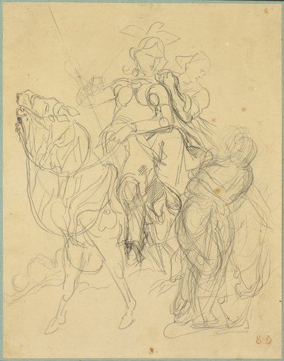 Studium dla Marphise i Mistress of Pinabel autorstwa Eugène Delacroix