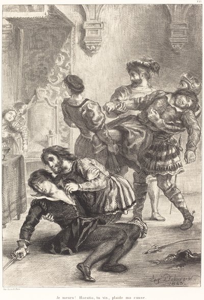 Śmierć Hamleta Akt V, scena II, 1843. autorstwa Eugène Delacroix