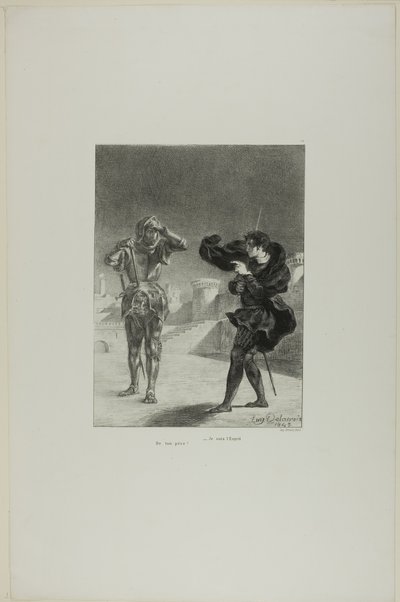 Duch na platformie, płyta 3 z Hamleta autorstwa Eugène Delacroix