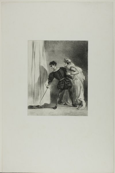 Morderstwo Poloniusza autorstwa Eugène Delacroix