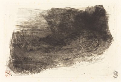 Tygrys śpi przy wejściu do swojej kryjówki autorstwa Eugène Delacroix
