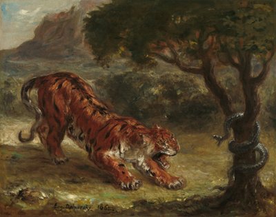 Tygrys i Wąż autorstwa Eugène Delacroix