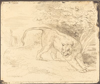 Tygrys na przystanku autorstwa Eugène Delacroix