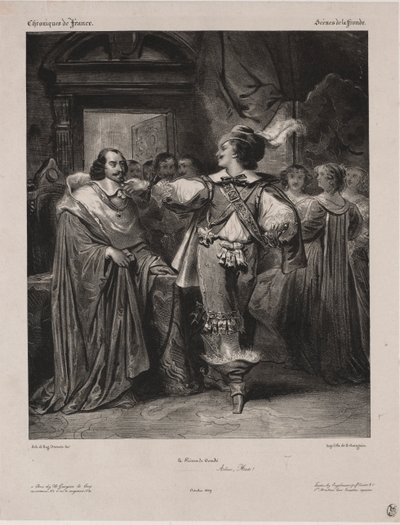 Kroniki Francji: Scena Frondy - Książę Condé, 1829. autorstwa Eugène François Marie Joseph Devéria