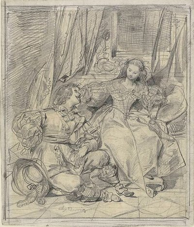 Dama i Kawaler autorstwa Eugène François Marie Joseph Devéria