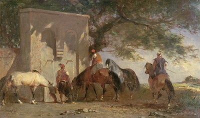 Arabowie pojący konie, ok. 1865-75 autorstwa Eugène Fromentin