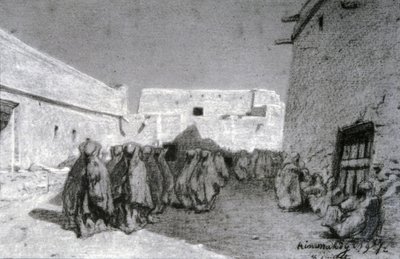 Kulkue kylässä Sahelpolissa autorstwa Eugène Fromentin
