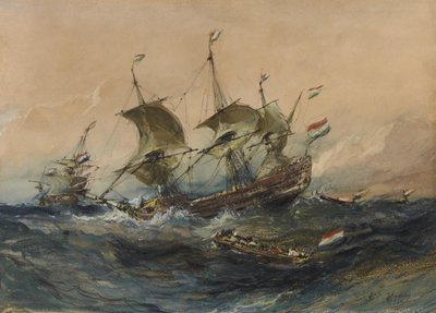 Holenderskie statki podczas sztormu autorstwa Eugene Isabey