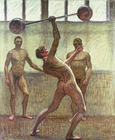 Podnoszenie ciężarów jedną ręką Numer 2, 1914 autorstwa Eugène Jansson