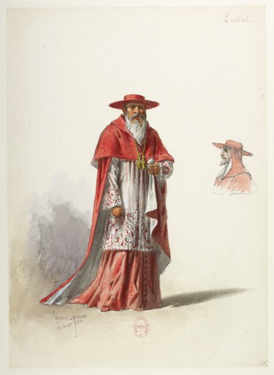 Btv1b84558104 27 - Saint-Saëns - Henryk VIII - Modele kostiumów - Lacoste - 27. Prałat autorstwa Eugene Lacoste