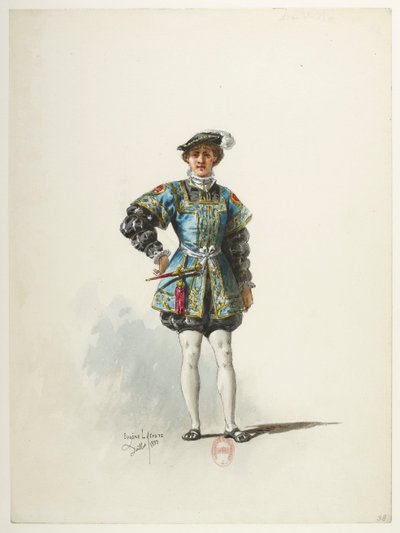 Btv1b84558104 38 - Saint-Saëns - Henryk VIII - Modele kostiumów - Lacoste - 38. Strona króla autorstwa Eugene Lacoste