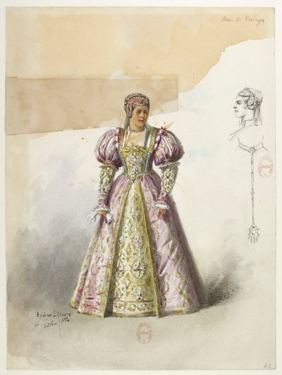 Btv1b84558104 62 - Saint-Saëns - Henryk VIII - Modele kostiumów - Lacoste - 62. Anna z Boleyn z collette autorstwa Eugene Lacoste