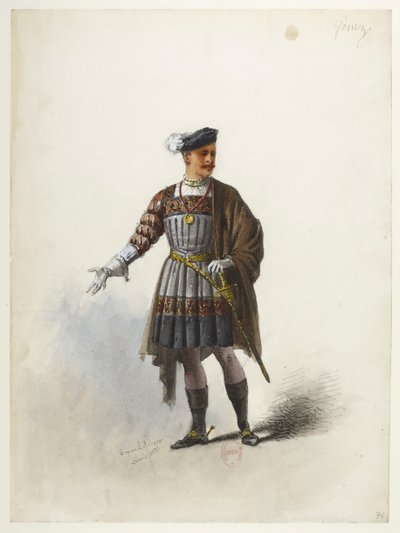 Btv1b84558104 78 - Saint-Saëns - Henryk VIII - Modele kostiumów - Lacoste - 74. Don Gomez de Feria autorstwa Eugene Lacoste