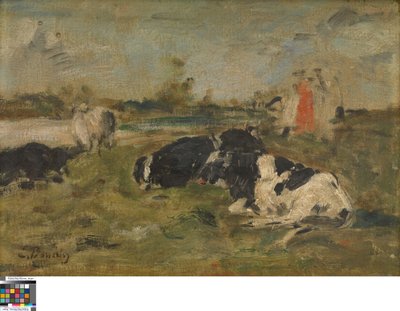 Krowy na łące autorstwa Eugene Louis Boudin