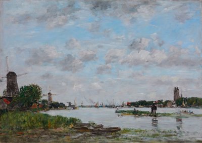 niderlandzki: De Maas bij Dordrecht Moza w pobliżu Dordrechtu autorstwa Eugene Louis Boudin