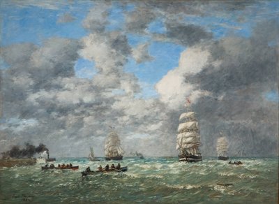 Opuszczanie portu Hawr / żegluga (Hawr, sortowanie portu) autorstwa Eugene Louis Boudin