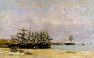 Portrieux - Statki na mieliźnie autorstwa Eugene Louis Boudin