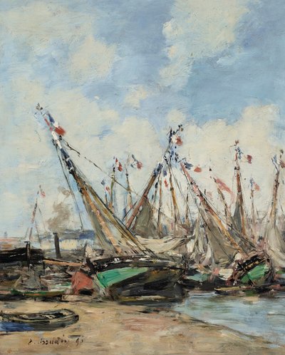 Trouville, port, osierocone żaglówki autorstwa Eugene Louis Boudin