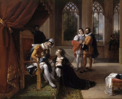Inês de Castro ze swoimi dziećmi u stóp Afonsa IV, króla Portugalii, 1335 autorstwa Eugénie Servières