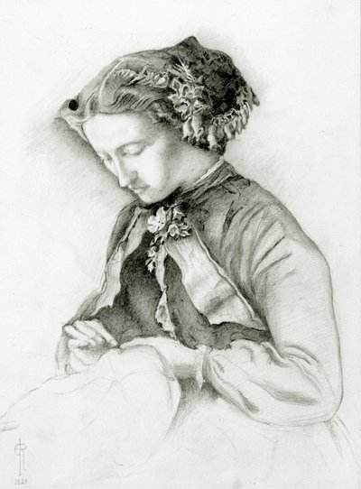 Portret Effie z naparstnikami we włosach (Naparstnica) 1853 autorstwa Euphemia Ruskin
