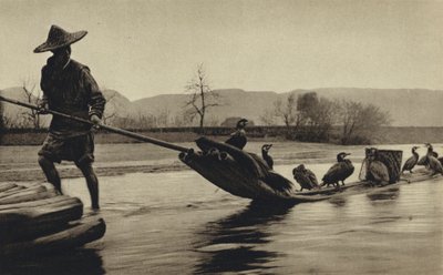 Chiny, połowy kormoranów (zdjęcie czarno-białe) autorstwa European Photographer