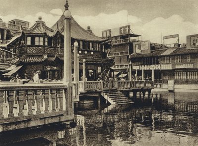 Chiny, herbaciarnia w Szanghaju (zdjęcie czarno-białe) autorstwa European Photographer
