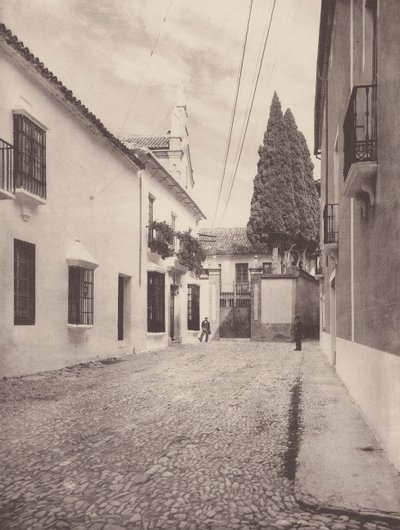 Domy mieszkalne przy Calle de Gameros, Ronda (zdjęcie czarno-białe) autorstwa European Photographer