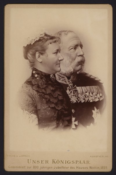 Portret, Albert, król Saksonii i jego żona, dawna księżna Carola ze Szwecji (zdjęcie czarno-białe) autorstwa European Photographer