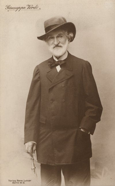 Portret Giuseppe Verdiego, kompozytora operowego (zdjęcie czarno-białe) autorstwa European Photographer