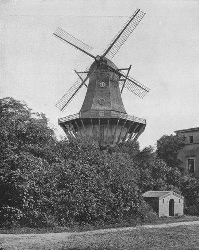 Słynny wiatrak w Poczdamie (zdjęcie czarno-białe) autorstwa European Photographer