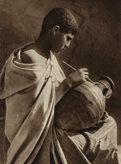Tunis, uczeń garncarza (zdjęcie czarno-białe) autorstwa European Photographer