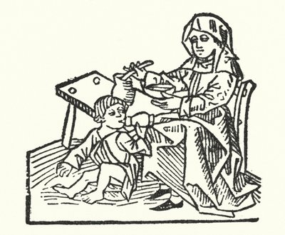 Piastunka i dziecko z XV wieku (grafika) autorstwa European School