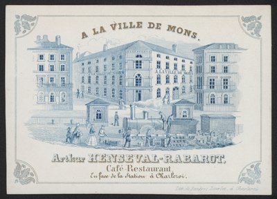 A La Ville De Mons, Arthur Henseval-Rabarot, Cafe Restaurant (grawerowanie) autorstwa European School