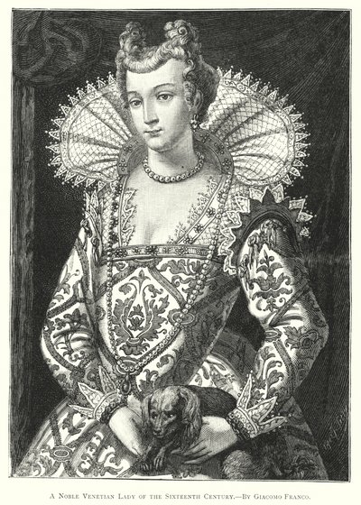 Szlachetna Wenecjanka z XVI wieku (rycina) autorstwa European School