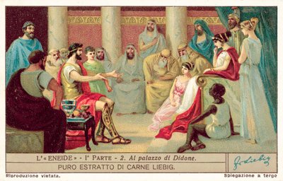 Eneasz w pałacu Dydony (chromolitho) autorstwa European School