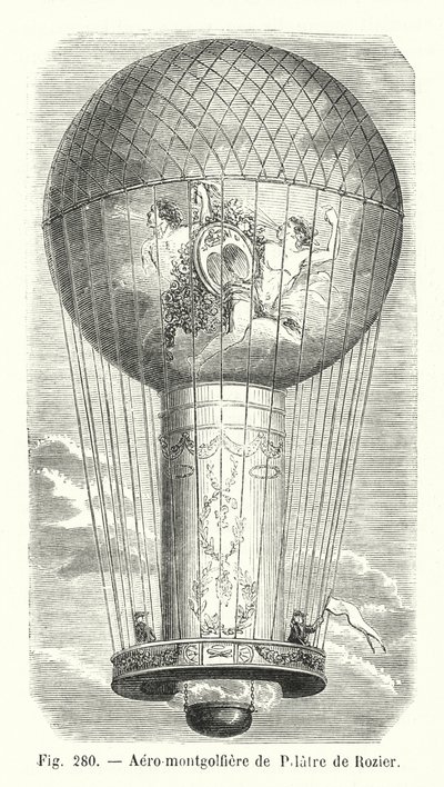 Aero-montgolfiere de Pilatre de Rozier (grawerowanie) autorstwa European School