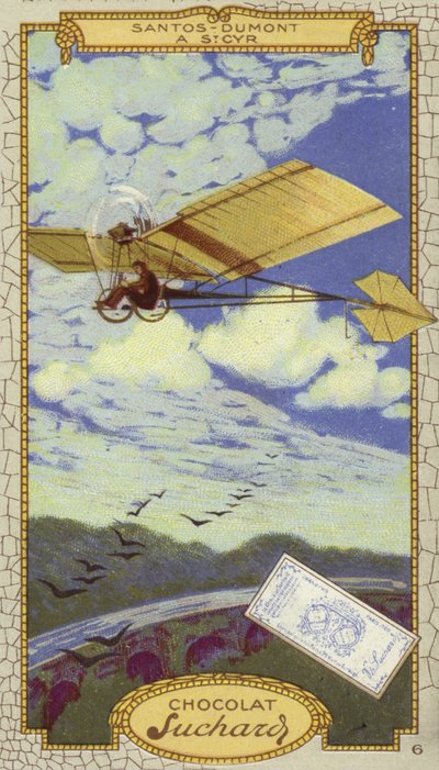 Alberto Santos-Dumont w St Cyr, Francja (chromolitografia) autorstwa European School