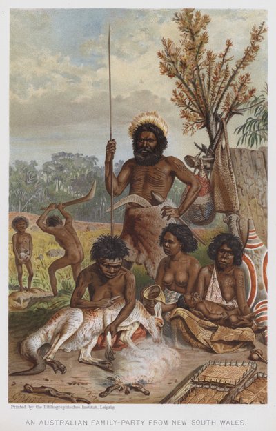 Australijska partia rodzinna z Nowej Południowej Walii (chromolitho) autorstwa European School