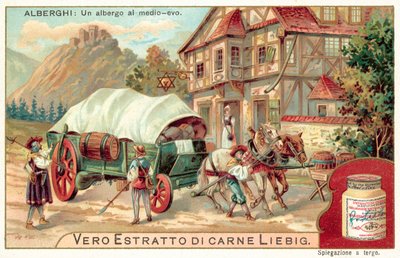 Karczma w średniowieczu (chromolitho) autorstwa European School