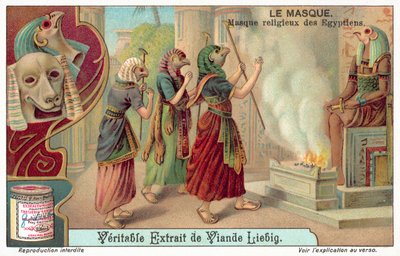 Starożytne egipskie maski religijne (chromolitho) autorstwa European School