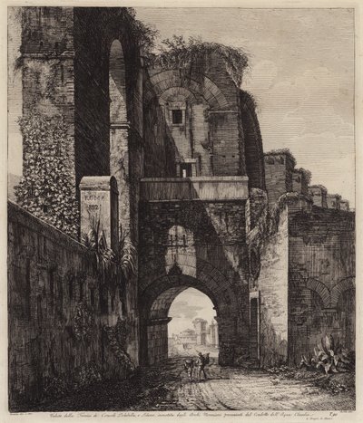Łuki konsulów Dolabella i Silanus zamknięte w łukach Nerona Acqua Claudia, Rzym, Włochy (rycina) autorstwa European School