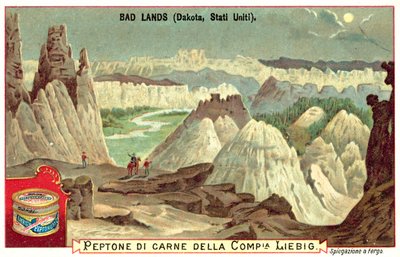 Badlands, Dakota Południowa, USA (chromolitho) autorstwa European School