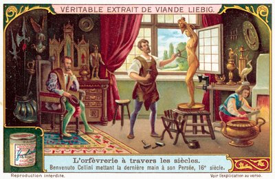 Benvenuto Cellini wykańczający swój posąg Perseusza z głową Meduzy autorstwa European School