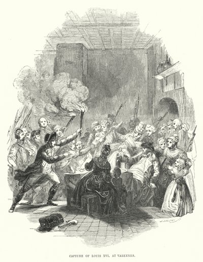 Wychwytywanie Ludwika XVI w Varennes (grawerowanie) autorstwa European School