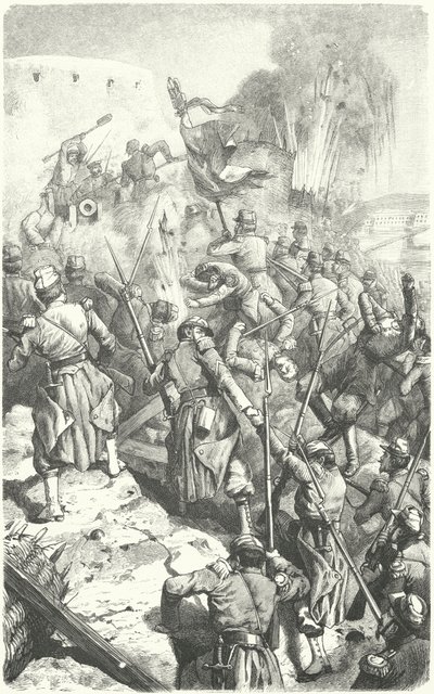 Zdobycie reduty Malakoff podczas oblężenia Sewastopola, 8 września 1855 (grawerowanie) autorstwa European School